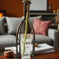 Hand Forged Metal Vase Base: Industrial Loft Floral Art Sculpture