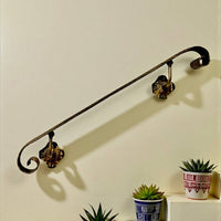 Luxury Forged Iron Stair Handrail with Swivel Brackets,Custom Length 16”–79”, 2” Wide Steel Rail,Safety Wall Railing,Indoor Outdoor,Black Bronze Gold Patina