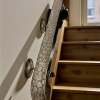 Modern loft forged handrail – minimalist steel railing for interior stairs, hammer-textured metal wall handrail made from solid 2-inch (50 mm) strap,industrial blacksmith art railing,custom size available