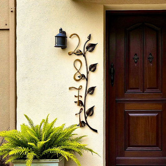 Rustic Vertical Forged Address Sign,Farmhouse Metal House Number 35–39",Iron Wall Art Plaque