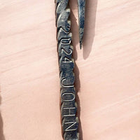 Personalized Fire Poker with Hook – Custom Engraved Forged Fireplace Tool, Blacksmith Gift for Dad, Anniversary or Outdoor Fire Pit