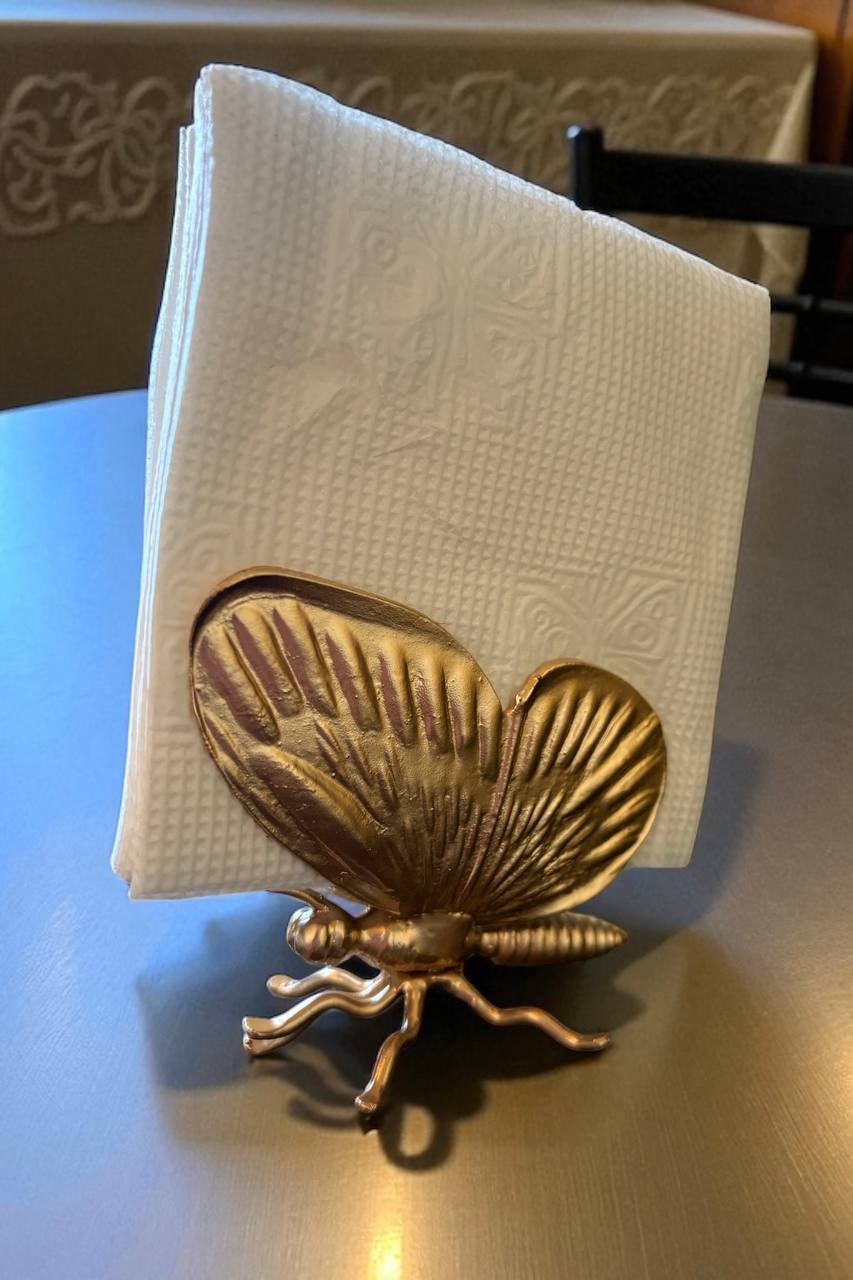Metal Butterfly Sculpture,Hand Forged Napkin Holder,Premium Table Decor,Artistic Iron Gift for Her,Handmade Tabletop Art