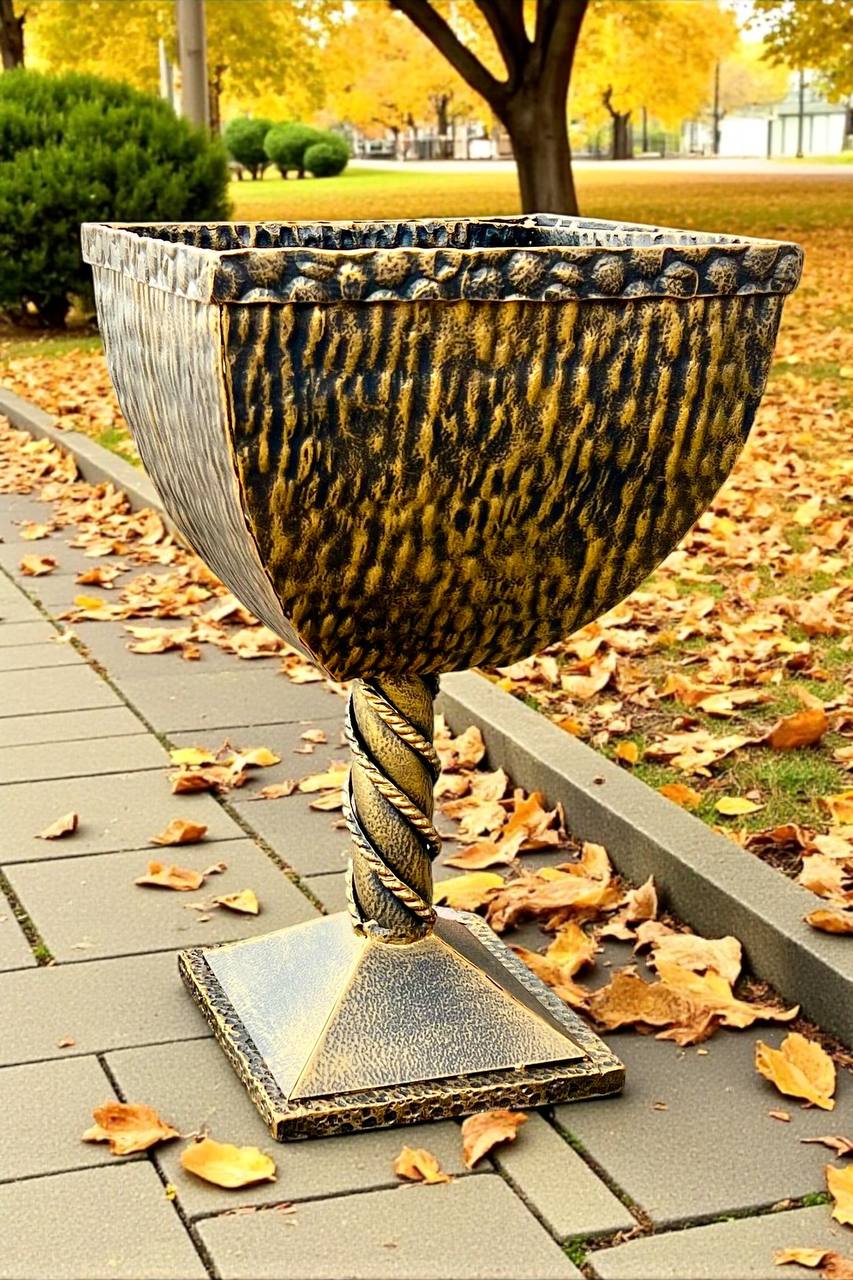 Wrought iron trash can,handmade metal trash can,modern trash can,outdoor, garden or interior decoration,outdoor trash can,gift,medieval styl