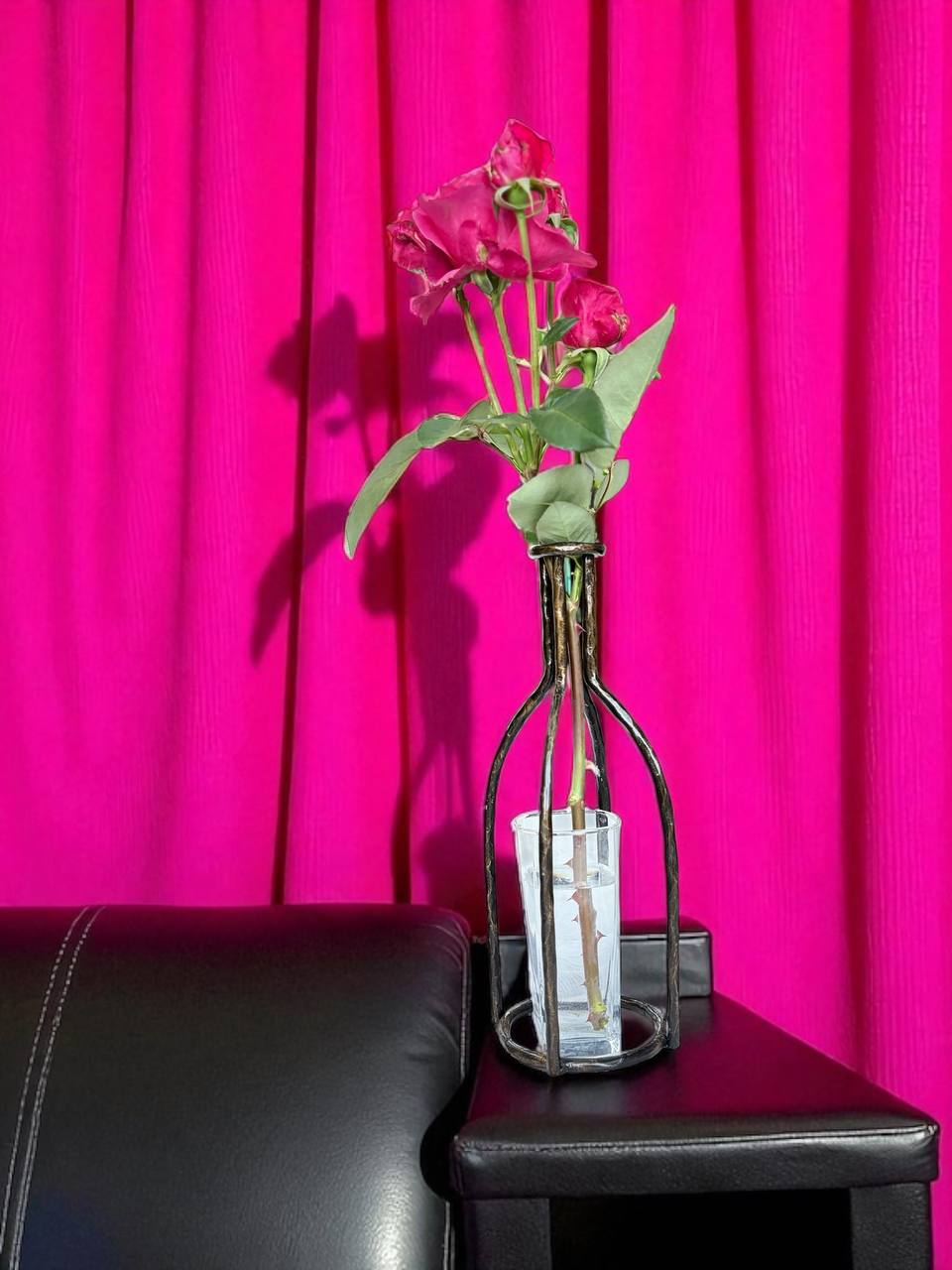 Hand Forged Metal Vase Base: Industrial Loft Floral Art Sculpture