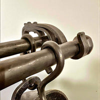 Forged Wall-Mounted Kitchen Rail in Amish & Farmhouse Style,Rustic Double Iron Pipe Ø22 mm,Hand-Forged Country Kitchen Decor