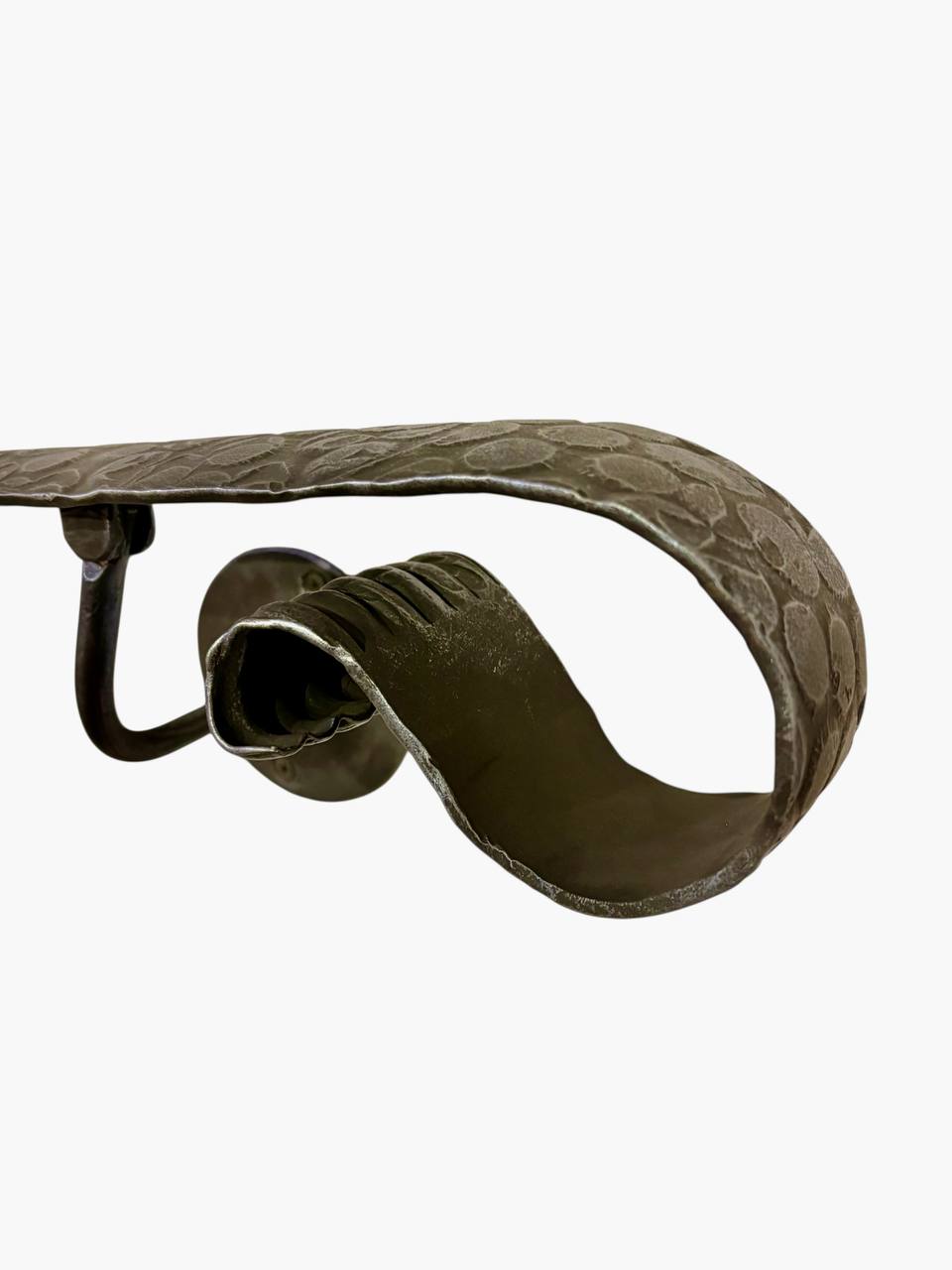 Modern loft forged handrail – minimalist steel railing for interior stairs, hammer-textured metal wall handrail made from solid 2-inch (50 mm) strap,industrial blacksmith art railing,custom size available