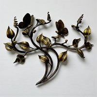 Christmas Gift ,Hand-Forged Butterfly Wall Art,Unique Metal Branch Hook Rack,Nature Inspired Sculpture,Holiday Gift for Mom,Home Decor