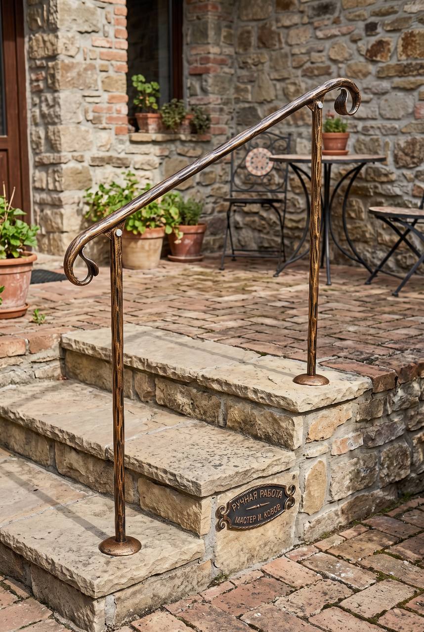 Wrought Iron Handrail for Stairs, Post Mounted Stair Handrail, Indoor Iron Railing, Interior Stair Rail, Custom Hand Forged Handrail