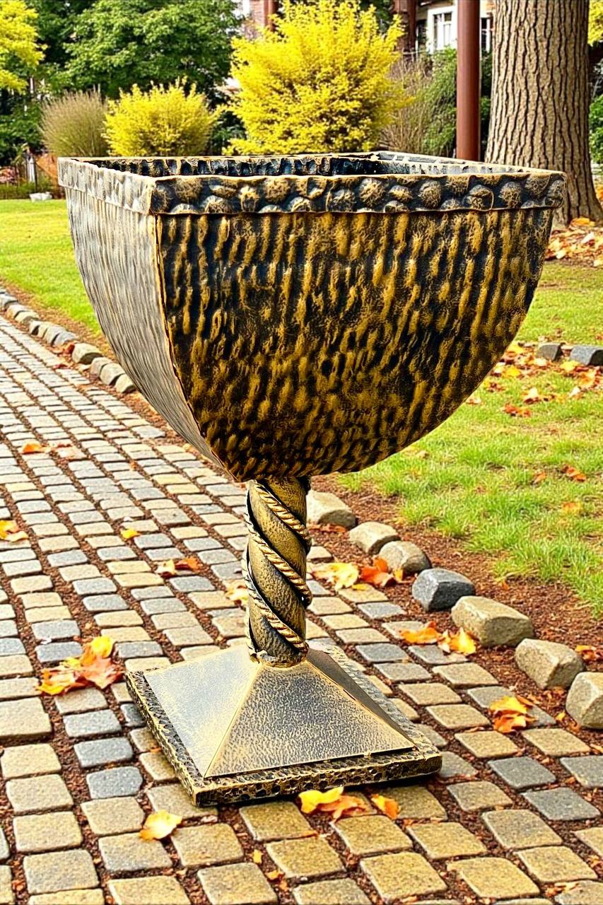 Wrought iron trash can,handmade metal trash can,modern trash can,outdoor, garden or interior decoration,outdoor trash can,gift,medieval styl