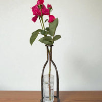 Hand Forged Metal Vase Base: Industrial Loft Floral Art Sculpture