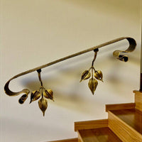 Outdoor Forged Metal Handrail — Hand-Forged Wall Railing for Porch,Entryway & Terrace,Bronze, Gold or Silver Patina,Weatherproof Artistic Stair Rail