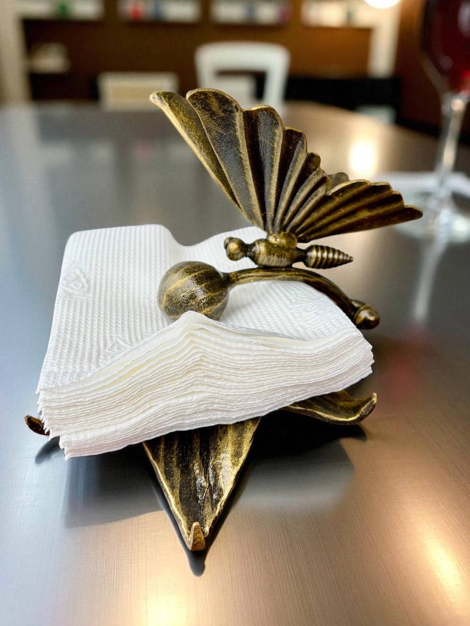 Metal Napkin Holder for Table,Decorative Flower Napkin Holder with Butterfly,Unique Handmade Tabletop Paper Napkin Holder