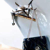Handmade wall hook:metal holder for keys and bags,functional organizer for home,clothes,hats,unique design in the form of bamboo treehanger