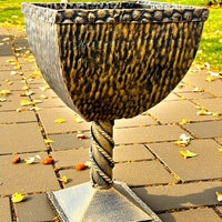 Wrought iron trash can,handmade metal trash can,modern trash can,outdoor, garden or interior decoration,outdoor trash can,gift,medieval styl