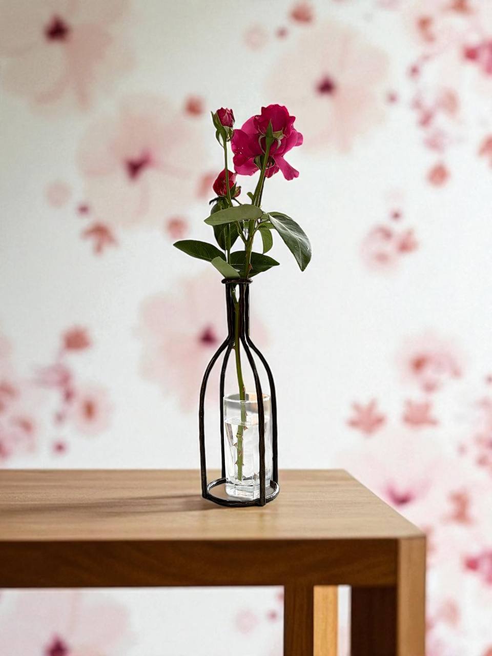 Hand Forged Metal Vase Base: Industrial Loft Floral Art Sculpture