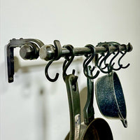 Forged Wall-Mounted Kitchen Rail in Amish & Farmhouse Style,Rustic Double Iron Pipe Ø22 mm,Hand-Forged Country Kitchen Decor