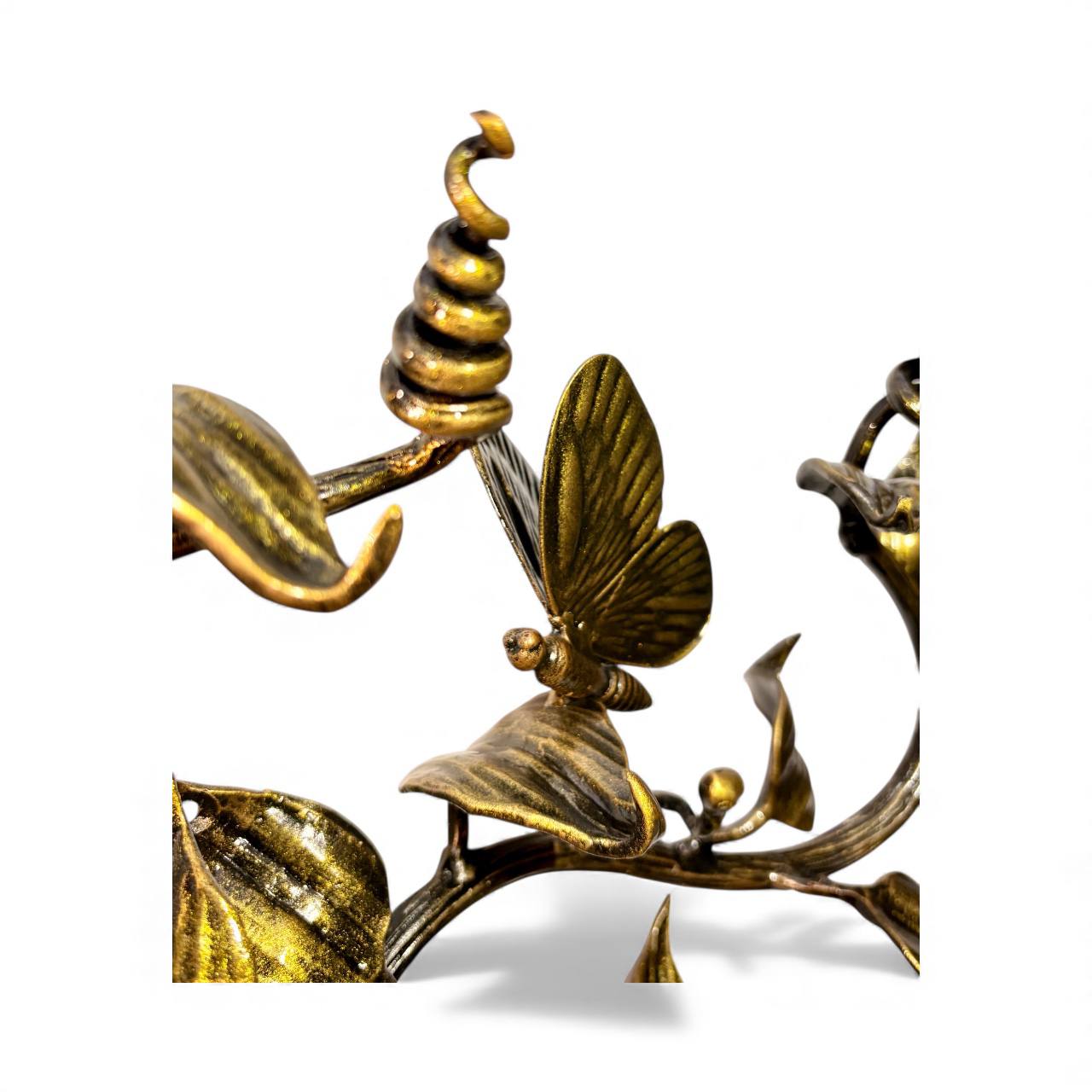 Christmas Gift ,Hand-Forged Butterfly Wall Art,Unique Metal Branch Hook Rack,Nature Inspired Sculpture,Holiday Gift for Mom,Home Decor