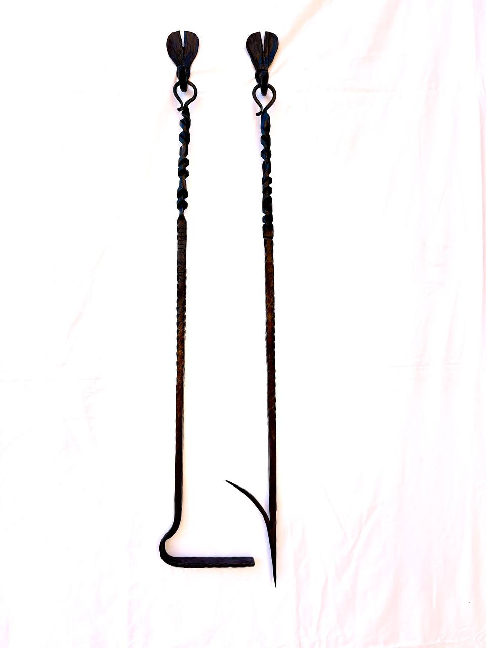 Personalized Fire Poker with Hook – Custom Engraved Forged Fireplace Tool, Blacksmith Gift for Dad, Anniversary or Outdoor Fire Pit