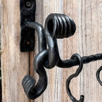 Wrought iron rack for cast iron pots and pans, premium handmade wall organizer for pots