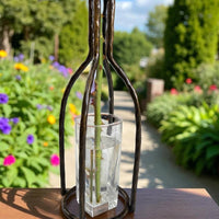 Hand Forged Metal Vase Base: Industrial Loft Floral Art Sculpture
