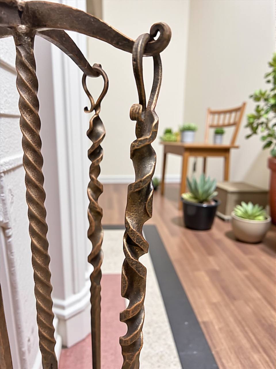 Personalized Forged Fireplace Tool Set,Engraved Iron Fire Stand,Custom Family Name Gift,Hand Forged Fireplace Tools,Bronze or Black Finish