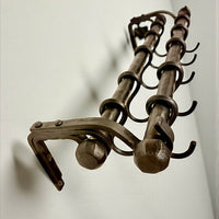 Forged Wall-Mounted Kitchen Rail in Amish & Farmhouse Style,Rustic Double Iron Pipe Ø22 mm,Hand-Forged Country Kitchen Decor