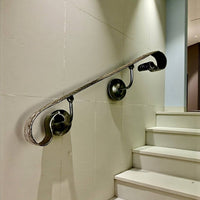 Modern loft forged handrail – minimalist steel railing for interior stairs, hammer-textured metal wall handrail made from solid 2-inch (50 mm) strap,industrial blacksmith art railing,custom size available