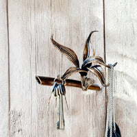 Handmade wall hook:metal holder for keys and bags,functional organizer for home,clothes,hats,unique design in the form of bamboo treehanger