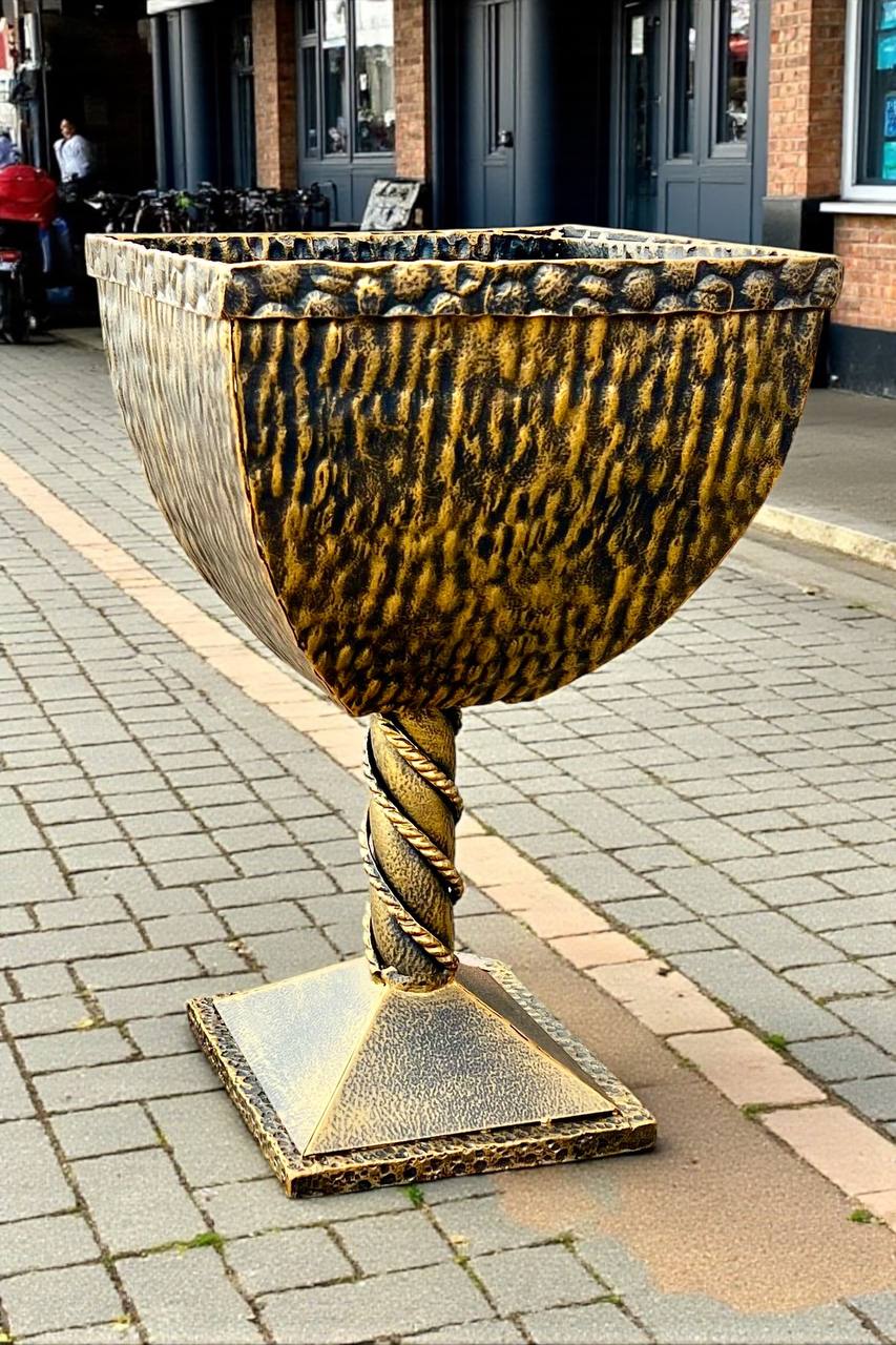 Wrought iron trash can,handmade metal trash can,modern trash can,outdoor, garden or interior decoration,outdoor trash can,gift,medieval styl