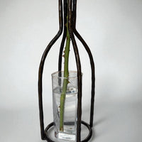Hand Forged Metal Vase Base: Industrial Loft Floral Art Sculpture