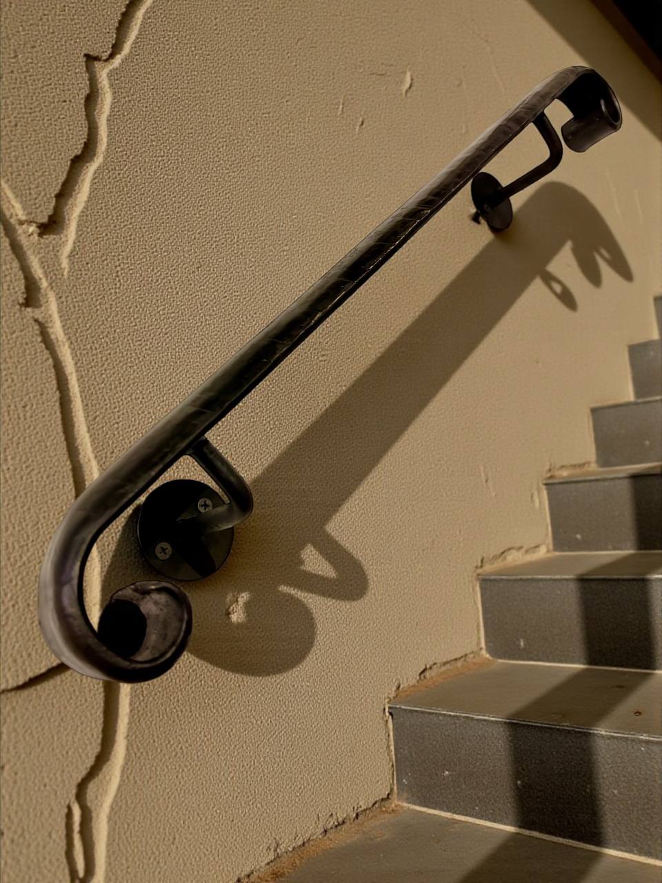 Forged Stair Handrail,Handmade Steel Wall Rail,Heavy-Duty Forged Handrail,Premium Wall-Mounted Railing,Classic Design,Custom Lengths