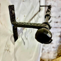 Hand-Forged Iron Kitchen Rack with Hooks,Heavy Duty Wrought Iron Pot and Pan Rail, Wall Mounted Utensil Holder, Custom Length 20–80 in
