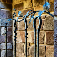 Hand Forged Fireplace Tool Set Wrought Iron Fire Tools with Leaf Hooks Nature Inspired Hearth Accessories Rustic Blacksmith Decor
