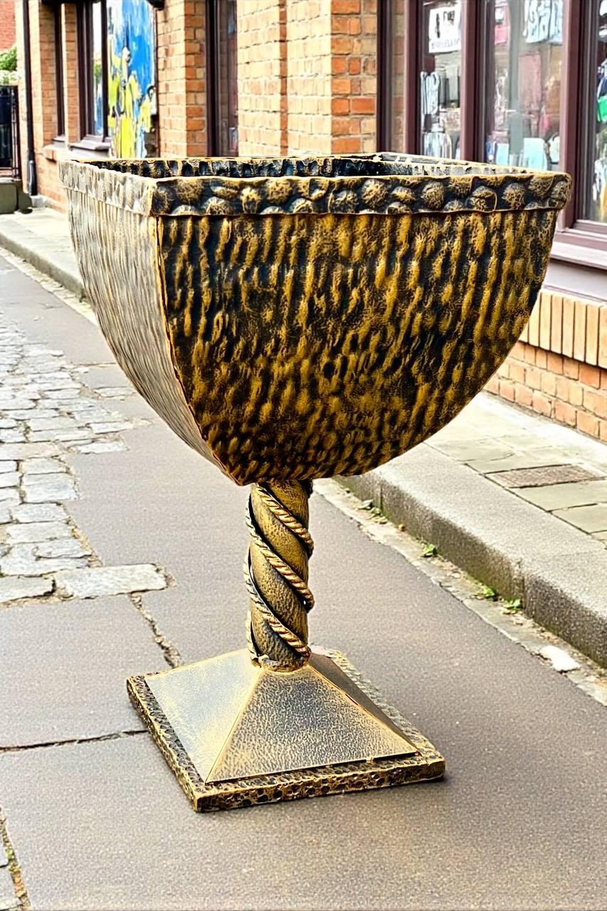 Wrought iron trash can,handmade metal trash can,modern trash can,outdoor, garden or interior decoration,outdoor trash can,gift,medieval styl