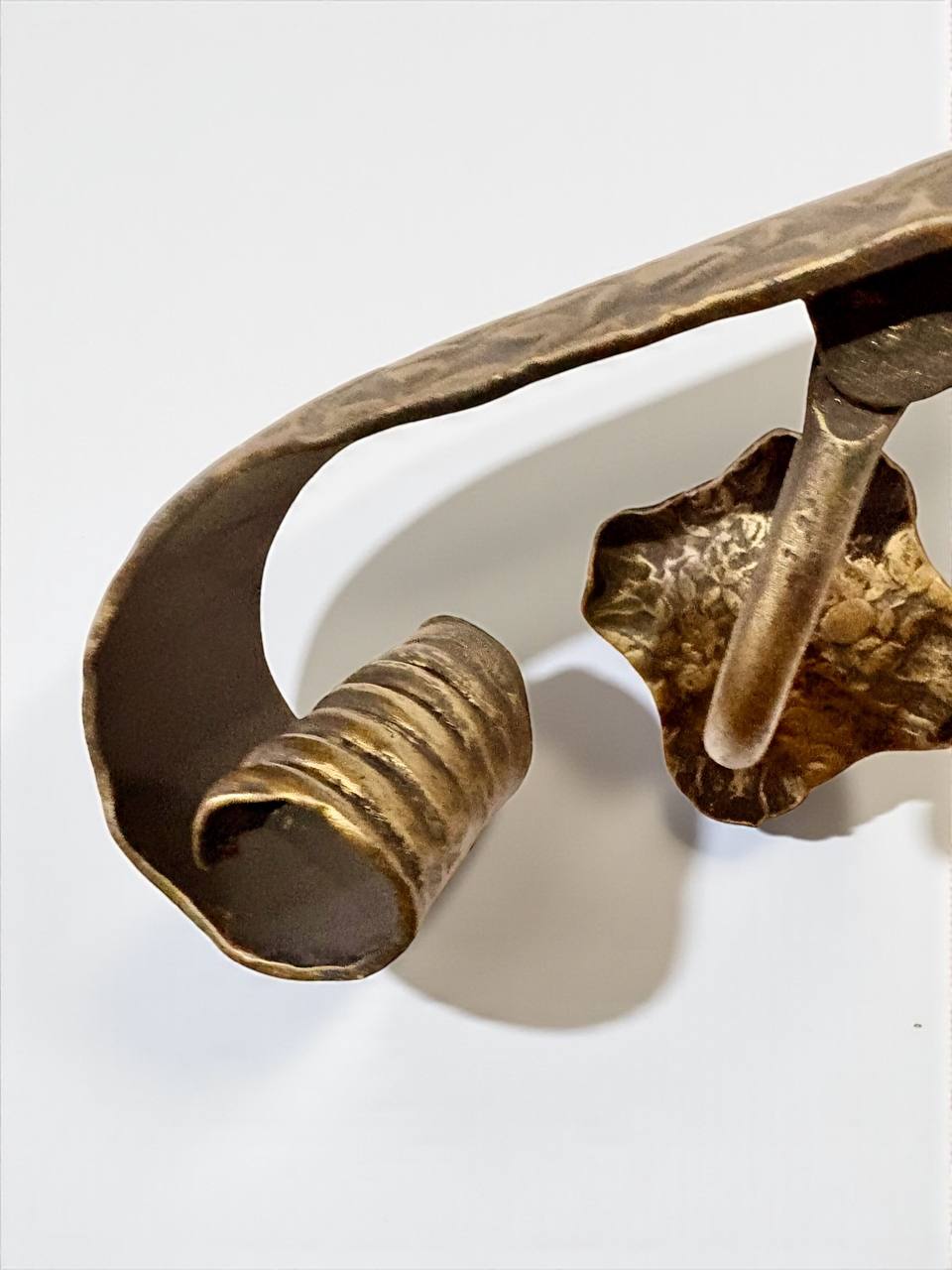 Luxury Forged Iron Stair Handrail with Swivel Brackets,Custom Length 16”–79”, 2” Wide Steel Rail,Safety Wall Railing,Indoor Outdoor,Black Bronze Gold Patina