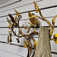 Christmas Gift ,Hand-Forged Butterfly Wall Art,Unique Metal Branch Hook Rack,Nature Inspired Sculpture,Holiday Gift for Mom,Home Decor