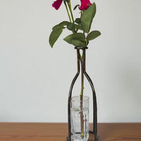 Hand Forged Metal Vase Base: Industrial Loft Floral Art Sculpture